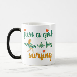 Cute summer quote Just a girl who loves surfing Magic Mug