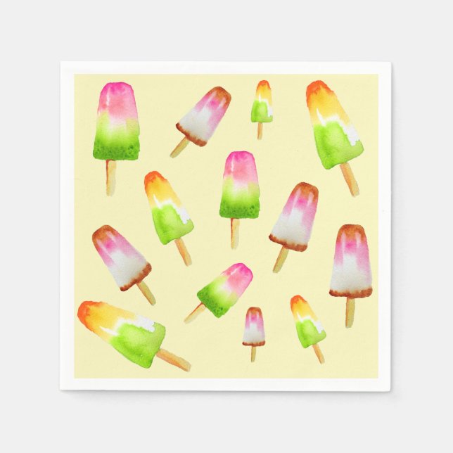 Cute Summer rainbow popsicles party Napkin (Front)