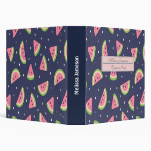 Cute Summer Red Green Watermelon Pattern Binder