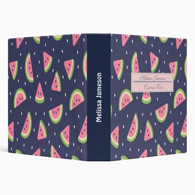 Cute Summer Red Green Watermelon Pattern Binder (Background)
