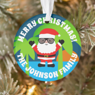 Cute summer Santa tropical Christmas tree ornament