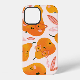 Cute summer seamless pattern with orange pears. Fu iPhone 12 Case