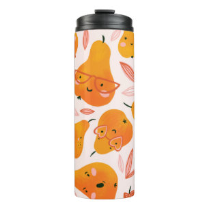 Cute summer seamless pattern with orange pears. Fu Thermal Tumbler