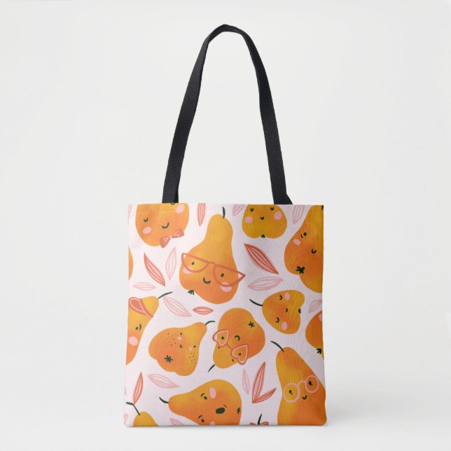 Cute summer seamless pattern with orange pears. Fu Tote Bag (Front)