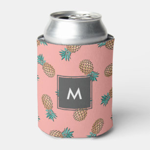 cute summer tropical faux gold pineapple pattern can cooler