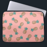 cute summer tropical faux gold pineapple pattern laptop sleeve<br><div class="desc">Summer and trendy design representing faux gold and turquoise pineapple pattern on a peach pink background.</div>