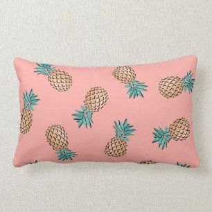 cute summer tropical faux gold pineapple pattern lumbar pillow