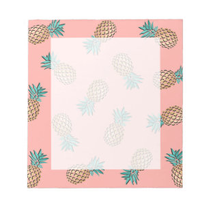 cute summer tropical faux gold pineapple pattern notepad