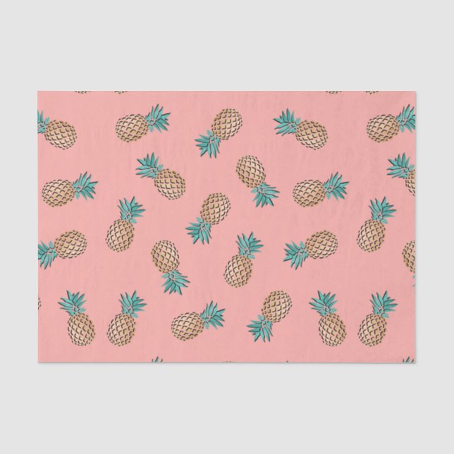 cute summer tropical faux gold pineapple pattern tissue paper (Front)