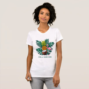 Cute Summer Tropical Flamingo and Pineapple T-Shirt