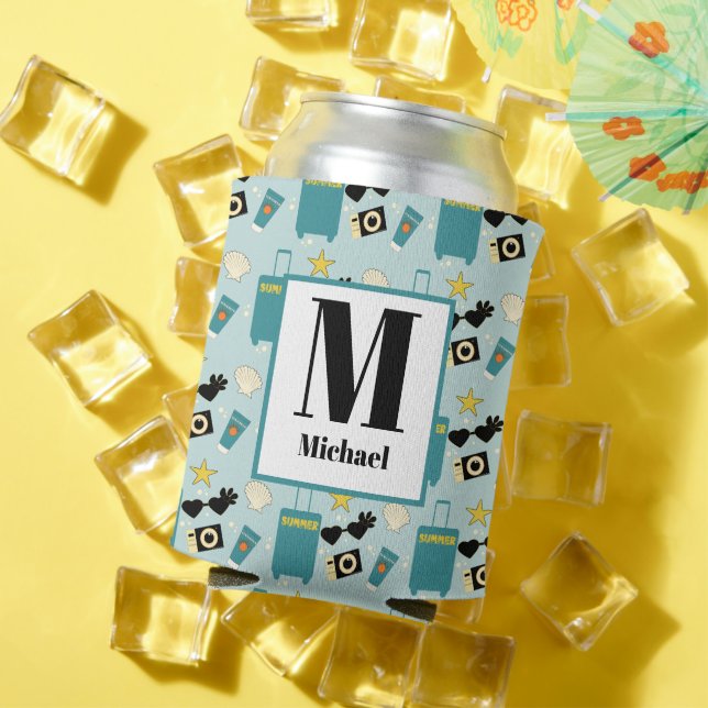 Cute Summer Vacation Elements Can Cooler (In Situ Summer)