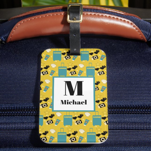 Cute Summer Vacation Elements Luggage Tag (Front Insitu 2)