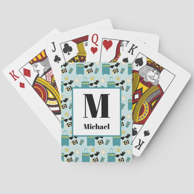Cute Summer Vacation Elements Playing Cards (Back)