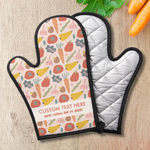 Cute Summer Vegetable Pattern Add Custom Text Oven Mitt