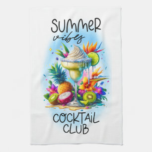 Cute Summer vibes cocktail club Kitchen Towel