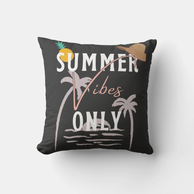Cute Summer Vibes Only Beach Throw Pillow (Front)