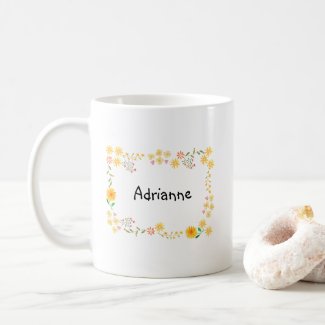 Cute Summer Wild Flowers frame Custom Name Gift Coffee Mug