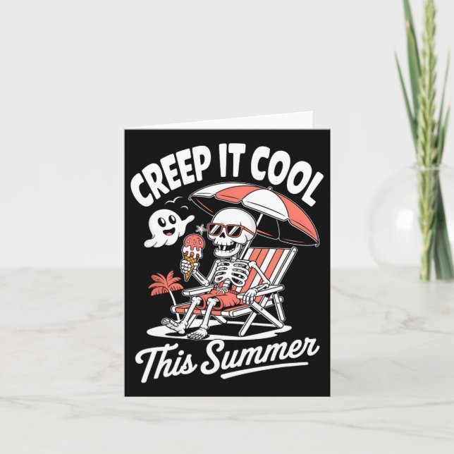 Cute Summerween Ghost Funny Beach Halloween  Card (Front)