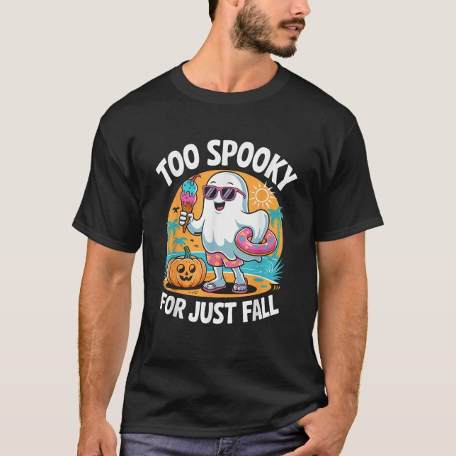 Cute Summerween Ghost Funny Beach Halloween  T-Shirt (Front)
