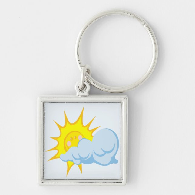 Cute Sun Behind a Cloud Keychain (Front)