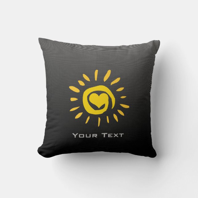 Cute Sun; Faux Carbon Fibre Throw Pillow (Front)