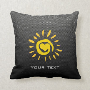 Cute Sun; Faux Carbon Fibre Throw Pillow