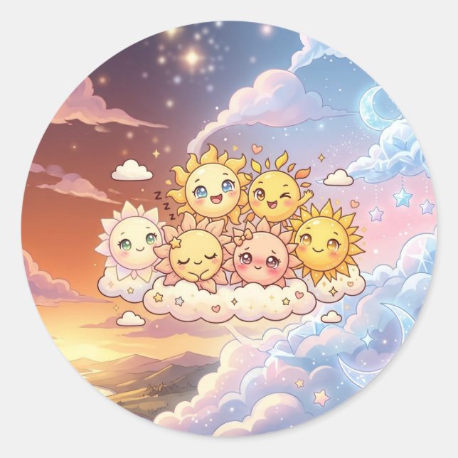 Cute Sun Friends Sticker (Front)