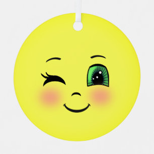 Cute Sun Happy Face Emoji Metal Ornament