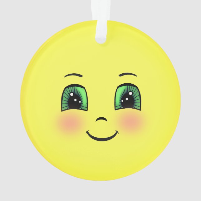 Cute Sun Happy Face Emoji Ornament (Back)