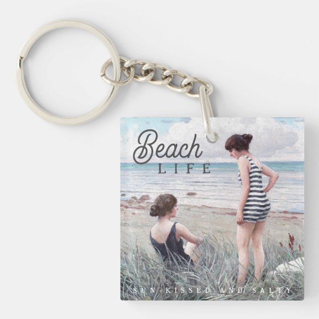 Cute Sun-Kissed and Salty Beach Life Keychain (Front)
