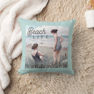 Cute Sun-Kissed and Salty Beach Life Throw Pillow