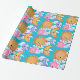 Cute Sun Moon and Cloud Pattern Wrapping Paper