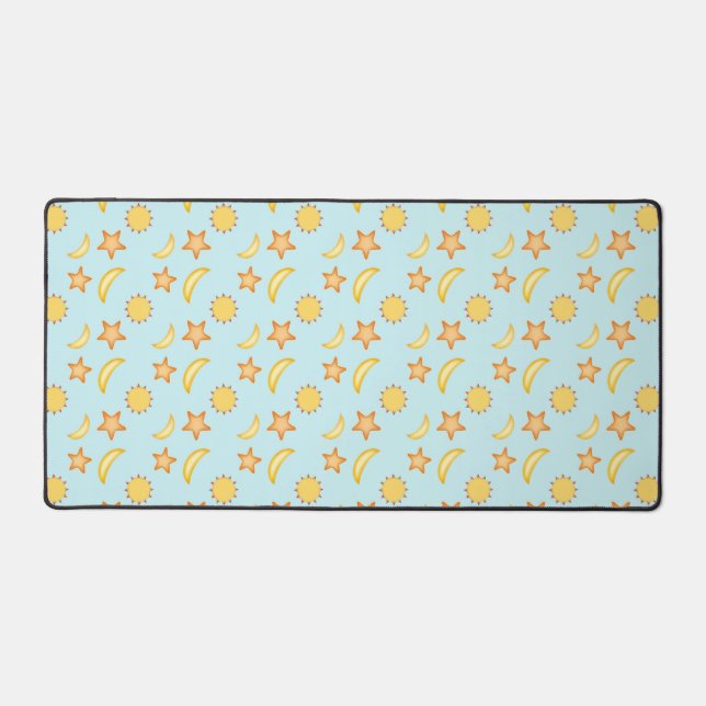 Cute Sun, Moon and Stars Design Desk Mat (Front)