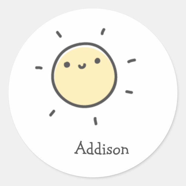 Cute Sun - Personalized Kids Classic Round Sticker (Front)
