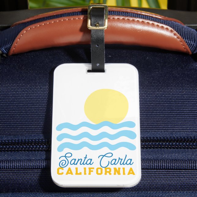 Cute Sun & Sea Customizable w/ Your Town, State  Luggage Tag (Front Insitu 2)