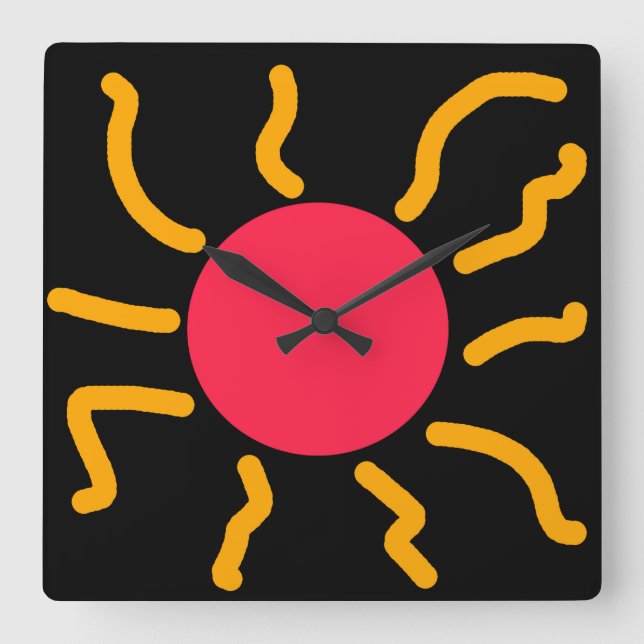 Cute sun square wall clock (Front)