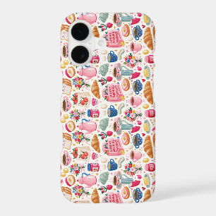 Cute Sunday Breakfast Pattern Coffee Croissant F