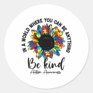 Cute Sunflower Autism Mom Women Men Autism Awarene Classic Round Sticker
