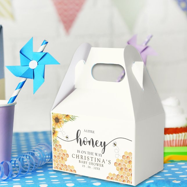 Cute Sunflower Bee Baby Shower Favor Box (Creator Uploaded)
