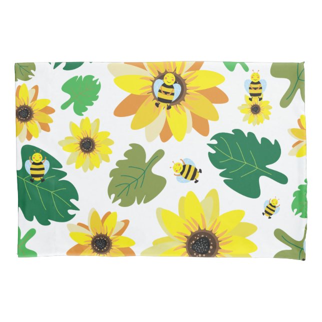Cute Sunflower Bee Pillowcase (Front)