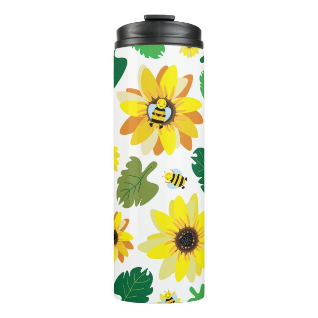 Cute Sunflower Bee Thermal Tumbler (Front)