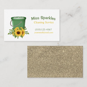 Cute Sunflower & Bucket House Cleaning Services Business Card