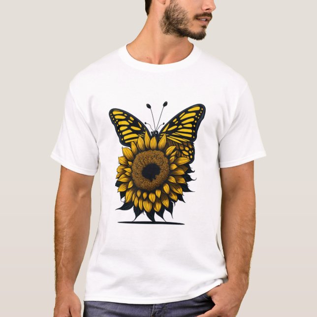 Cute Sunflower Butterfly T-Shirt (Front)