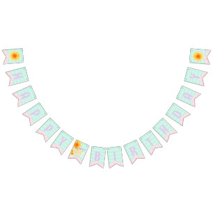 Cute Sunflower First Birthday  Bunting Flags