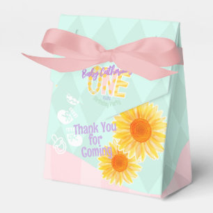 Cute Sunflower First Birthday Favor Box