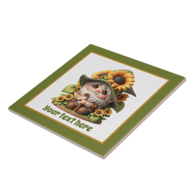 Cute sunflower gnome lovers garden  tile (Side)