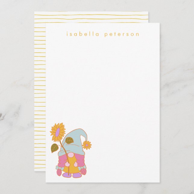 Cute Sunflower Gnome Pastel Personalized Name  Card (Front/Back)