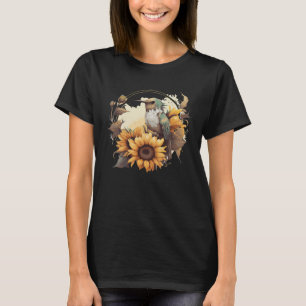 Cute Sunflower Hummingbird Ornithologist Birding B T-Shirt