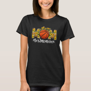 Cute Sunflower Mom Basketball Sports Mom Mama Moth T-Shirt