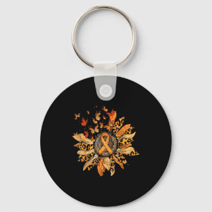 Cute Sunflower Orange Ribbon Multiple Sclerosis Aw Keychain